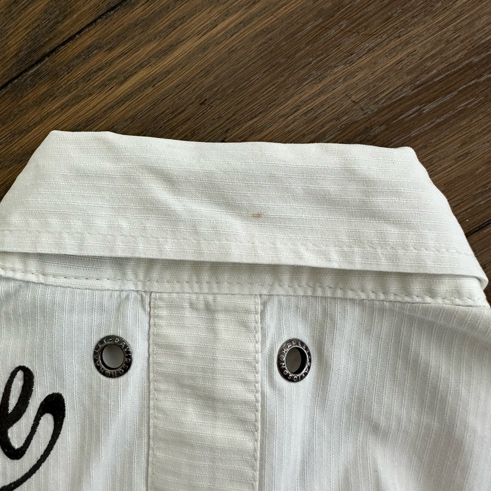 Harley-Davidson White Casual Pearl Snap Heavy Weight Short Sleeve Shirt Size M - Picture 7 of 7